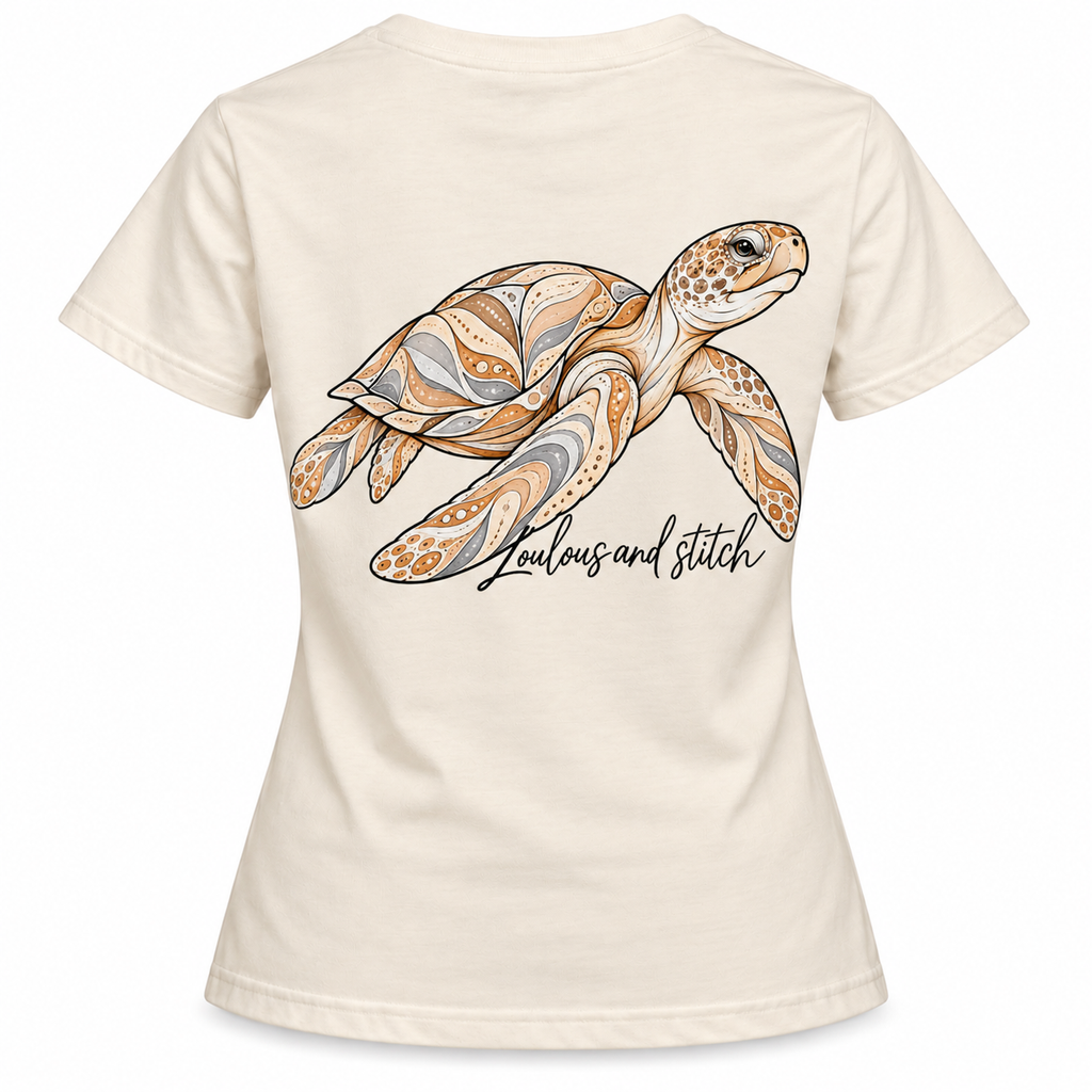 Ladies - Coastal Turtle Tee – Natural | Loulous and Stitch