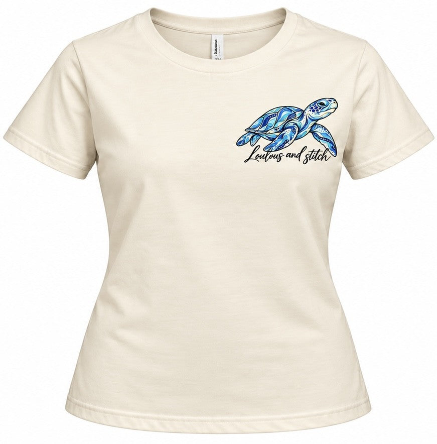 Ladies - Ocean Blue Turtle Tee | Loulous and Stitch