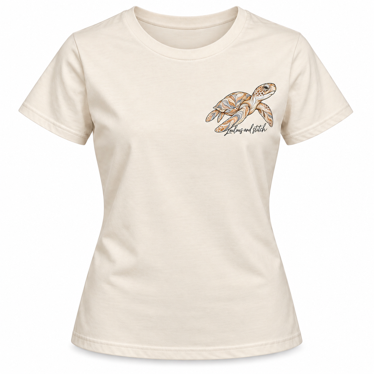 Ladies - Coastal Turtle Tee – Natural | Loulous and Stitch