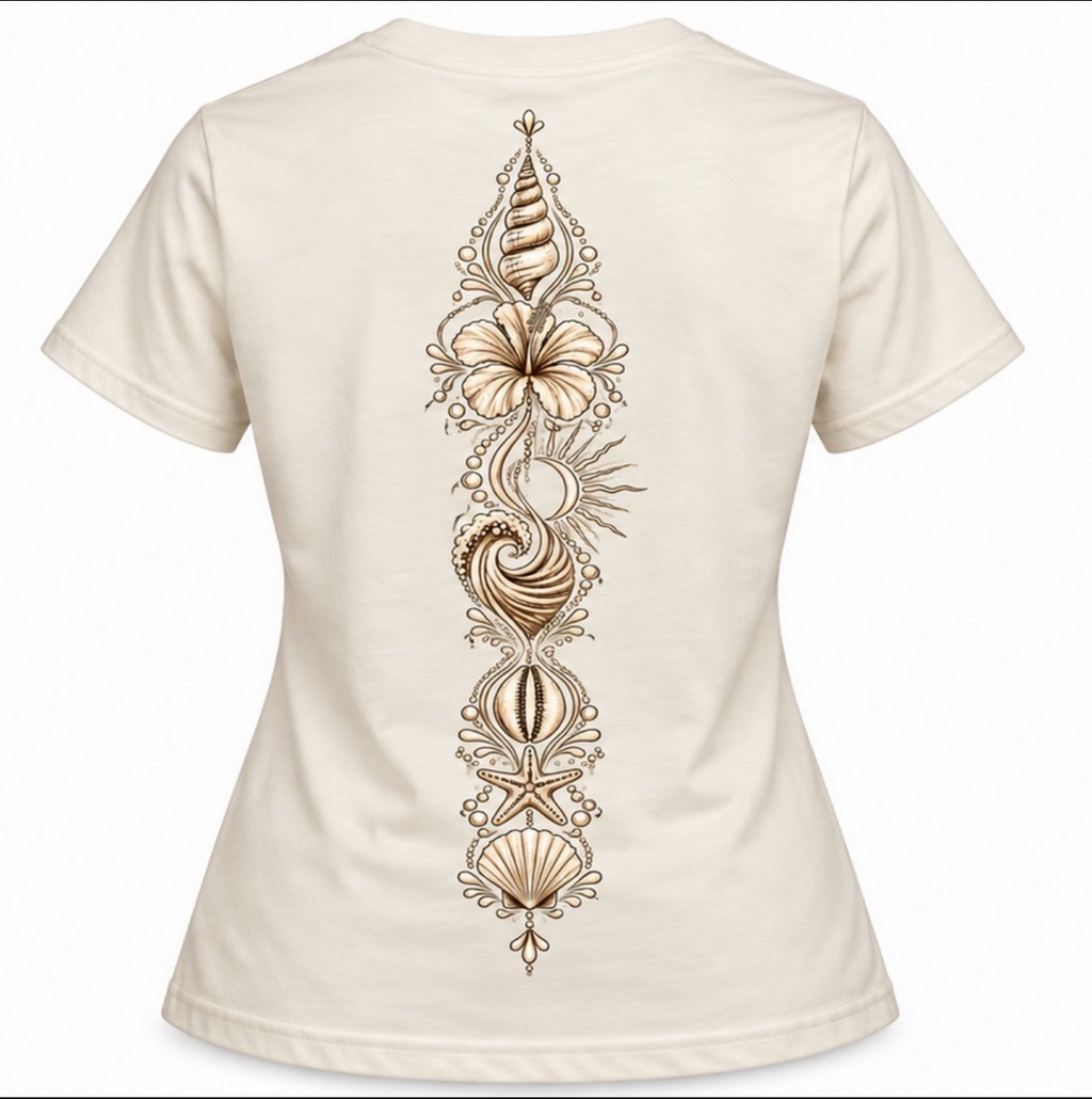 Ladies - Coastal Elegance Shell Spine Tee | Loulous and Stitch