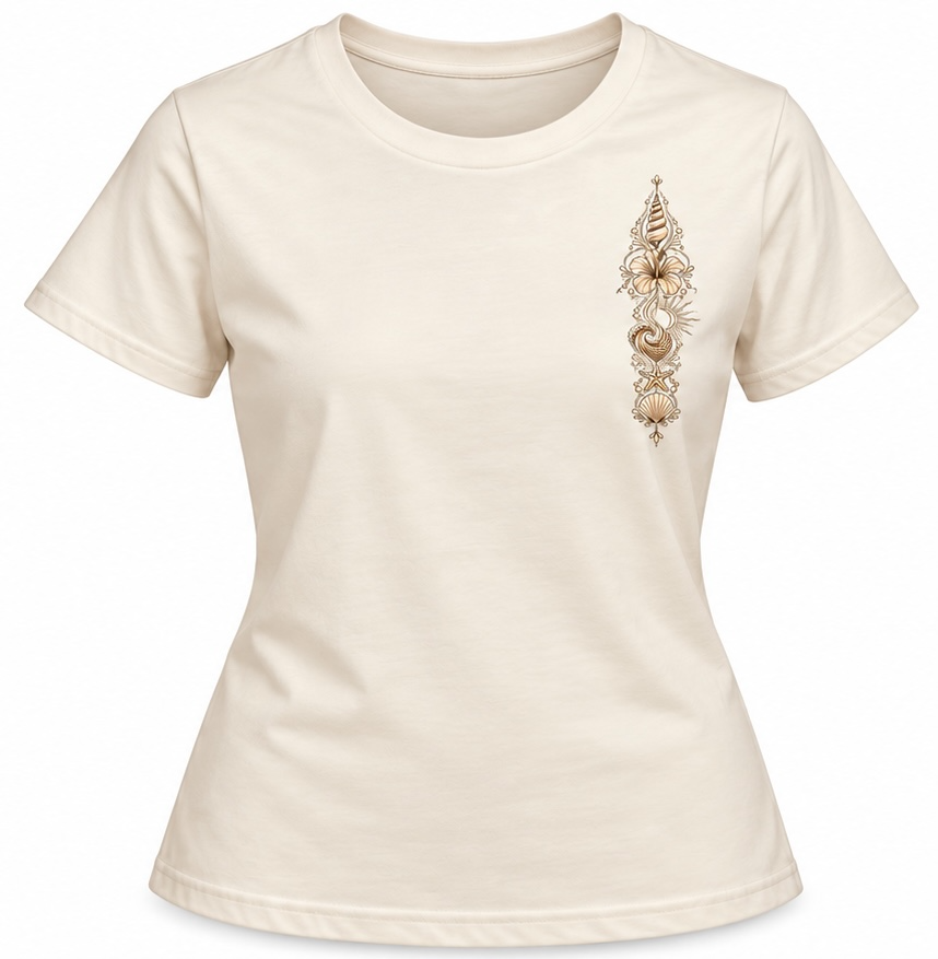 Ladies - Coastal Elegance Shell Spine Tee | Loulous and Stitch