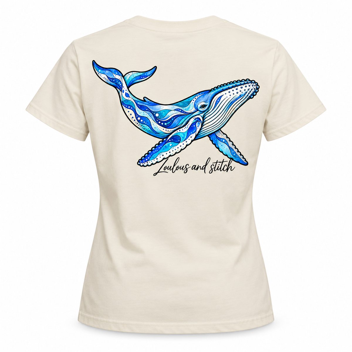 Ladies - Ocean Blue Whale Tee – Natural | Loulous and Stitch